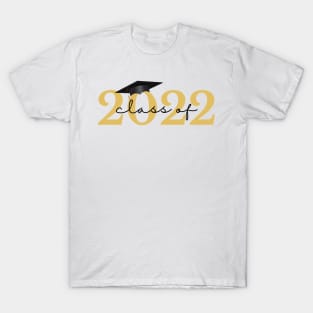 Class Of 2022. Simple Typography Gold and Black Graduation 2022 Design. T-Shirt